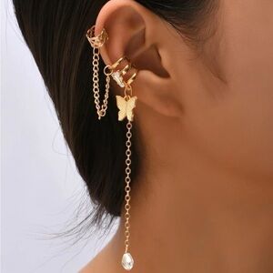 GOLD 3/$30 1pc Butterfly & Chain Ear Cuff